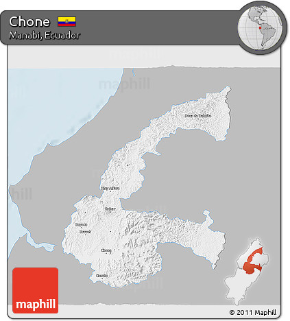 Gray 3D Map of Chone, single color outside