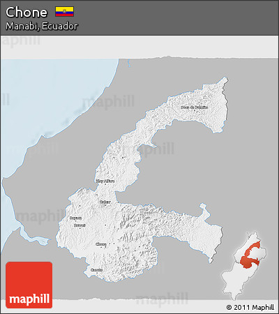 Gray 3D Map of Chone, single color outside