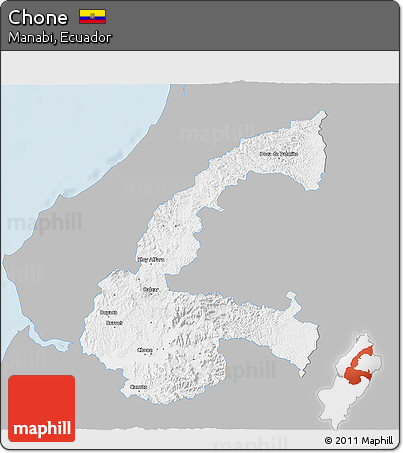 Gray 3D Map of Chone, single color outside
