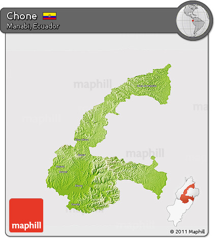 Physical 3D Map of Chone, cropped outside