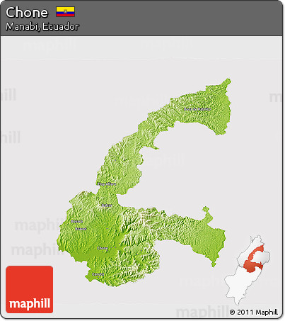 Physical 3D Map of Chone, cropped outside