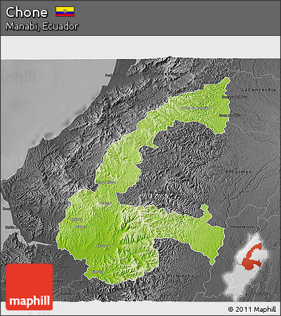 Physical 3D Map of Chone, darken, desaturated