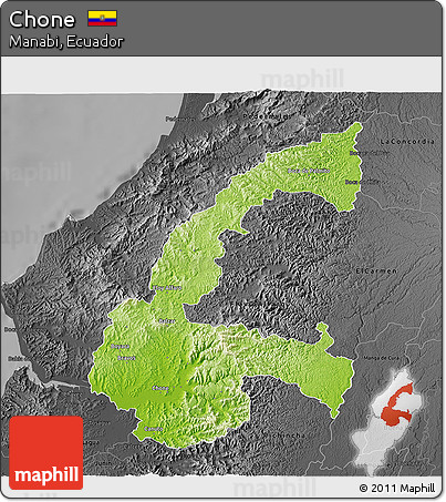 Physical 3D Map of Chone, darken, desaturated
