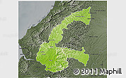 Physical 3D Map of Chone, darken, semi-desaturated