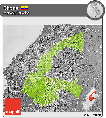 Physical 3D Map of Chone, desaturated
