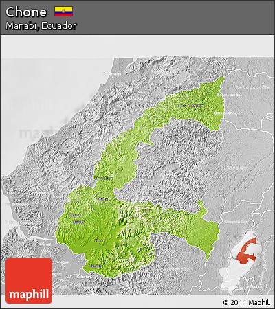 Physical 3D Map of Chone, lighten, desaturated