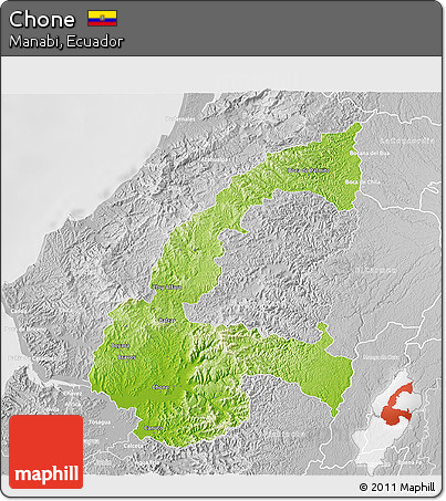 Physical 3D Map of Chone, lighten, desaturated