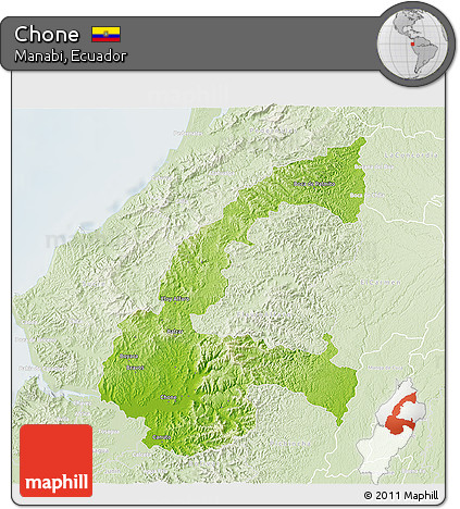 Physical 3D Map of Chone, lighten