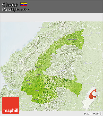 Physical 3D Map of Chone, lighten
