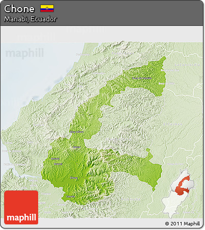 Physical 3D Map of Chone, lighten