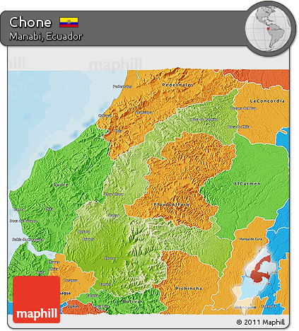 Physical 3D Map of Chone, political outside