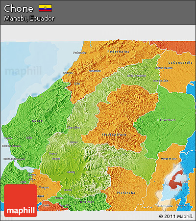 Physical 3D Map of Chone, political outside