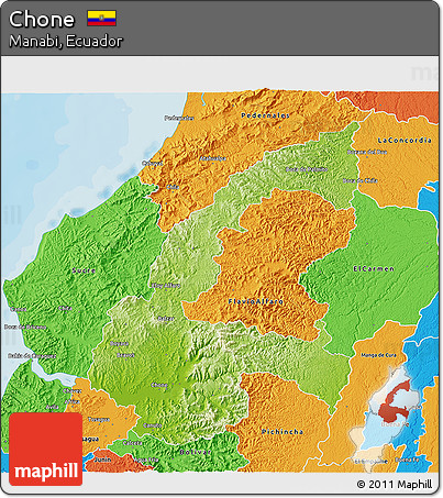 Physical 3D Map of Chone, political outside