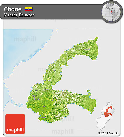 Physical 3D Map of Chone, single color outside