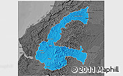 Political 3D Map of Chone, darken, desaturated