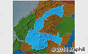 Political 3D Map of Chone, darken
