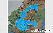 Political 3D Map of Chone, darken, semi-desaturated