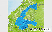 Political 3D Map of Chone, physical outside