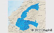 Political 3D Map of Chone, shaded relief outside