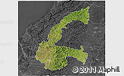 Satellite 3D Map of Chone, darken, desaturated