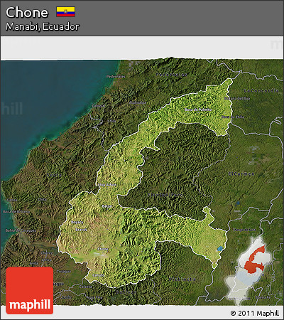 Satellite 3D Map of Chone, darken