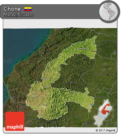 Satellite 3D Map of Chone, darken