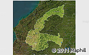 Satellite 3D Map of Chone, darken