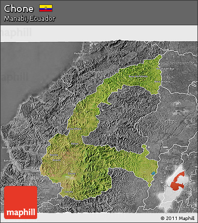 Satellite 3D Map of Chone, desaturated