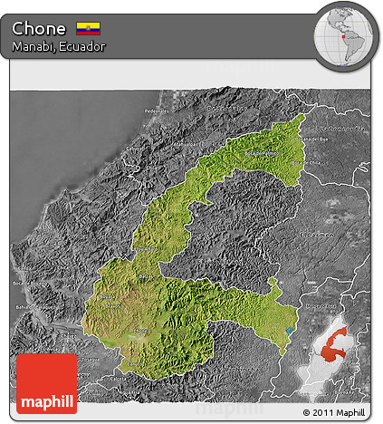 Satellite 3D Map of Chone, desaturated