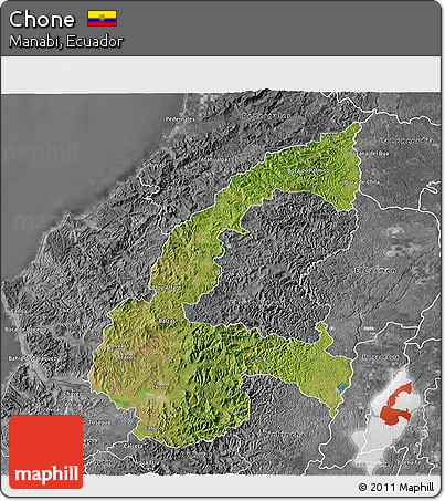Satellite 3D Map of Chone, desaturated