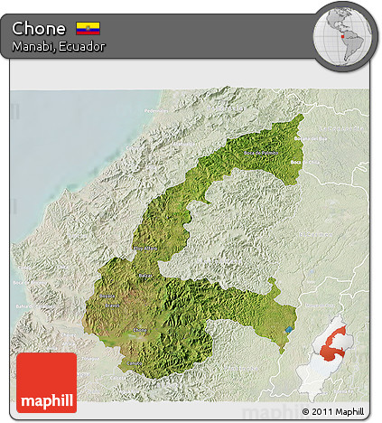 Satellite 3D Map of Chone, lighten