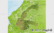 Satellite 3D Map of Chone, physical outside