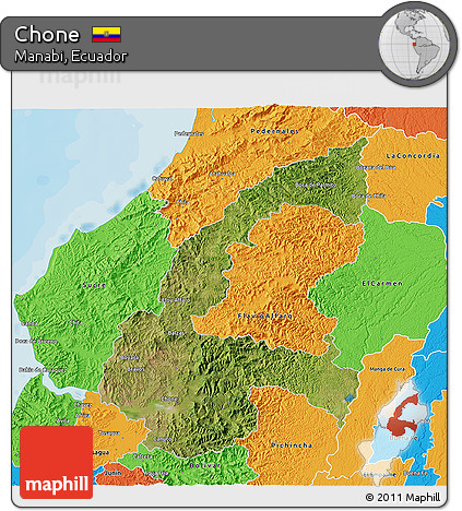 Satellite 3D Map of Chone, political outside