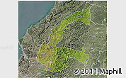 Satellite 3D Map of Chone, semi-desaturated