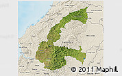 Satellite 3D Map of Chone, shaded relief outside