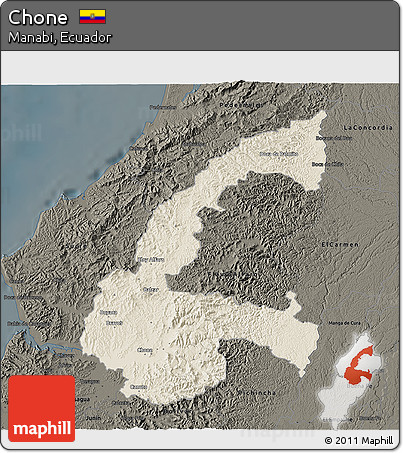 Shaded Relief 3D Map of Chone, darken