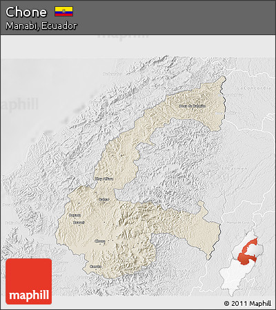 Shaded Relief 3D Map of Chone, lighten, desaturated