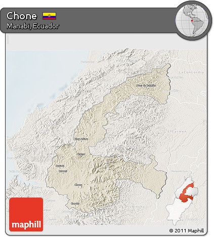 Shaded Relief 3D Map of Chone, lighten