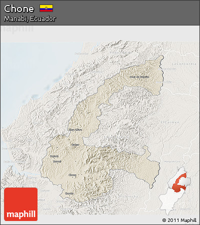 Shaded Relief 3D Map of Chone, lighten
