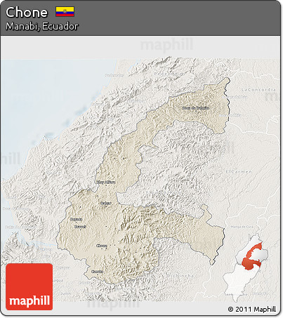 Shaded Relief 3D Map of Chone, lighten