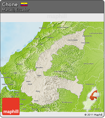 Shaded Relief 3D Map of Chone, physical outside