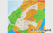 Shaded Relief 3D Map of Chone, political outside