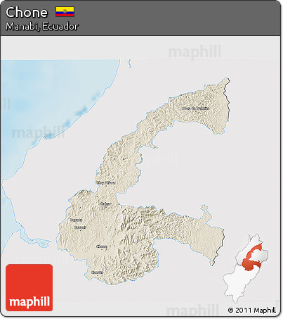 Shaded Relief 3D Map of Chone, single color outside