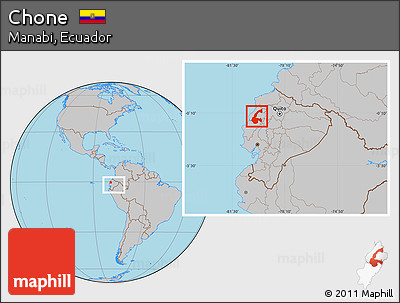 Gray Location Map of Chone, within the entire country