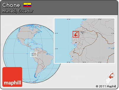 Gray Location Map of Chone, within the entire country