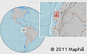 Gray Location Map of Chone, within the entire country, hill shading
