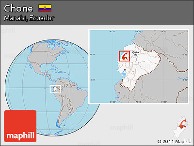 Gray Location Map of Chone, highlighted country, within the entire country