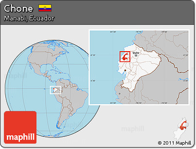 Gray Location Map of Chone, highlighted country, within the entire country