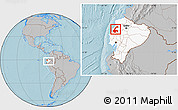 Gray Location Map of Chone, highlighted country, within the entire country, hill shading