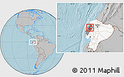 Gray Location Map of Chone, highlighted country, highlighted parent region, hill shading